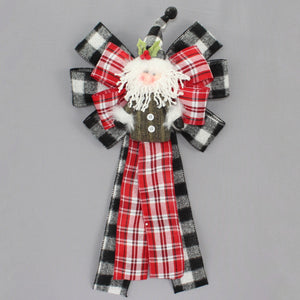 Flannel Buffalo Plaid Santa Christmas Wreath Bow 