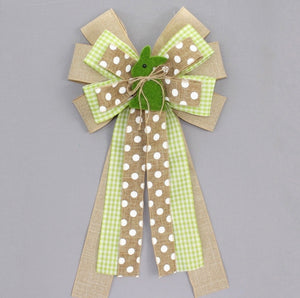 Moss Bunny Gingham Polka Dot Easter Wreath Bow