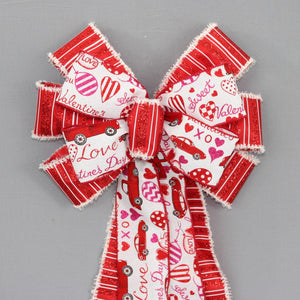 Festive Red Truck Valentine's Day Wreath Bow