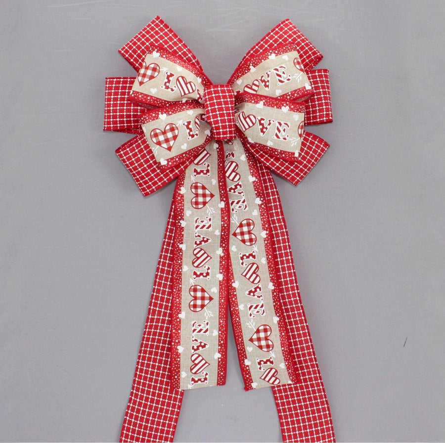 Patterned Love Valentine's Day Wreath Bow