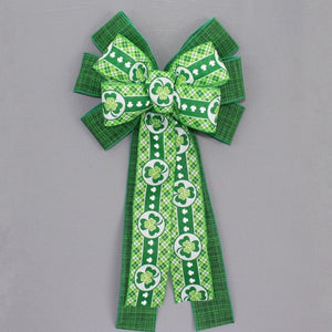 Shamrock Argyle St. Patrick's Day Wreath Bow