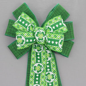 Shamrock Argyle St. Patrick's Day Wreath Bow