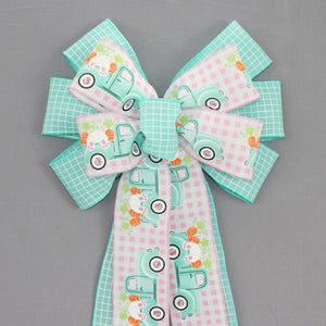 Easter Bunny Aqua Truck Wreath Bow