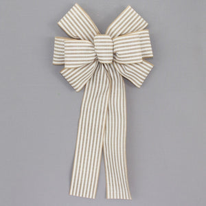 Natural White Cabana Stripe Rustic Wreath Bow