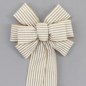 Natural White Cabana Stripe Rustic Wreath Bow