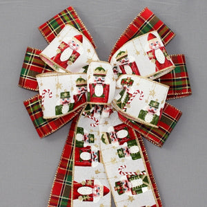 Nutcracker Tartan Plaid Christmas Wreath Bow