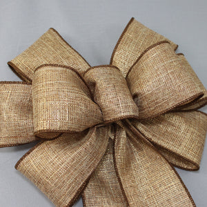 Rustic Natural Gold Burlap Wreath Bow