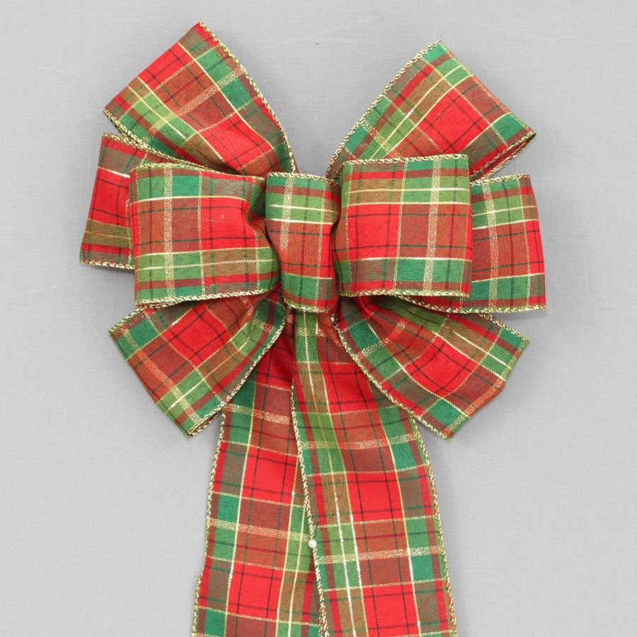 Holiday Plaid Christmas Wreath Bow