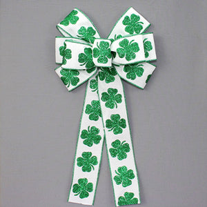 Bold Sparkle Shamrock St. Patrick's Day Wreath Bow 