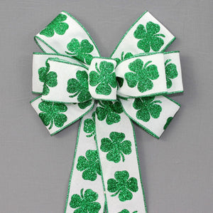 Bold Sparkle Shamrock St. Patrick's Day Wreath Bow 
