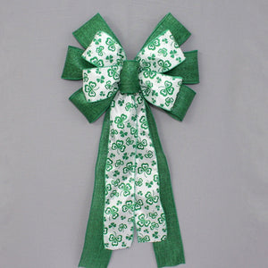 Sparkle Shamrock St. Patrick&#39;s Day Wreath Bow  - St. Patrick&#39;s Wreath Bow, Party Decorations