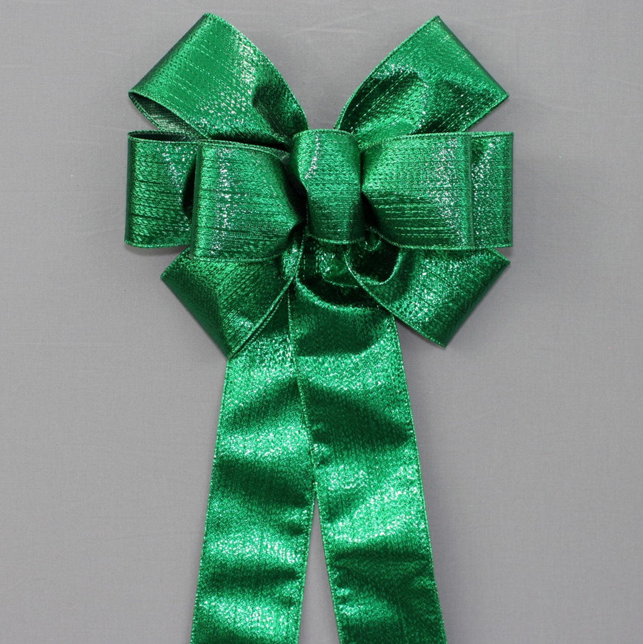 Emerald Green Metallic Wreath Bow - St. Patrick&#39;s Day Wreath Bow, Christmas Wreath Bow