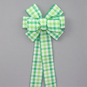 Green Plaid Wreath Bow - St. Patrick&#39;s Day Wreath Bow,  Green Plaid Bow, Christmas Wreath Bow, Wreath Bows