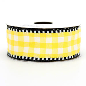 10 yards Woven Gingham Black White Wired Ribbon -  1.5&quot; Wired Ribbon, 7 Color Options, Check Ribbon, Plaid Ribbon, Spring Ribbon