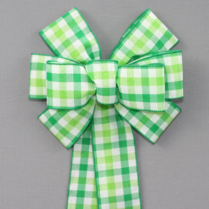 Green Plaid Wreath Bow - St. Patrick&#39;s Day Wreath Bow,  Green Plaid Bow, Christmas Wreath Bow, Wreath Bows