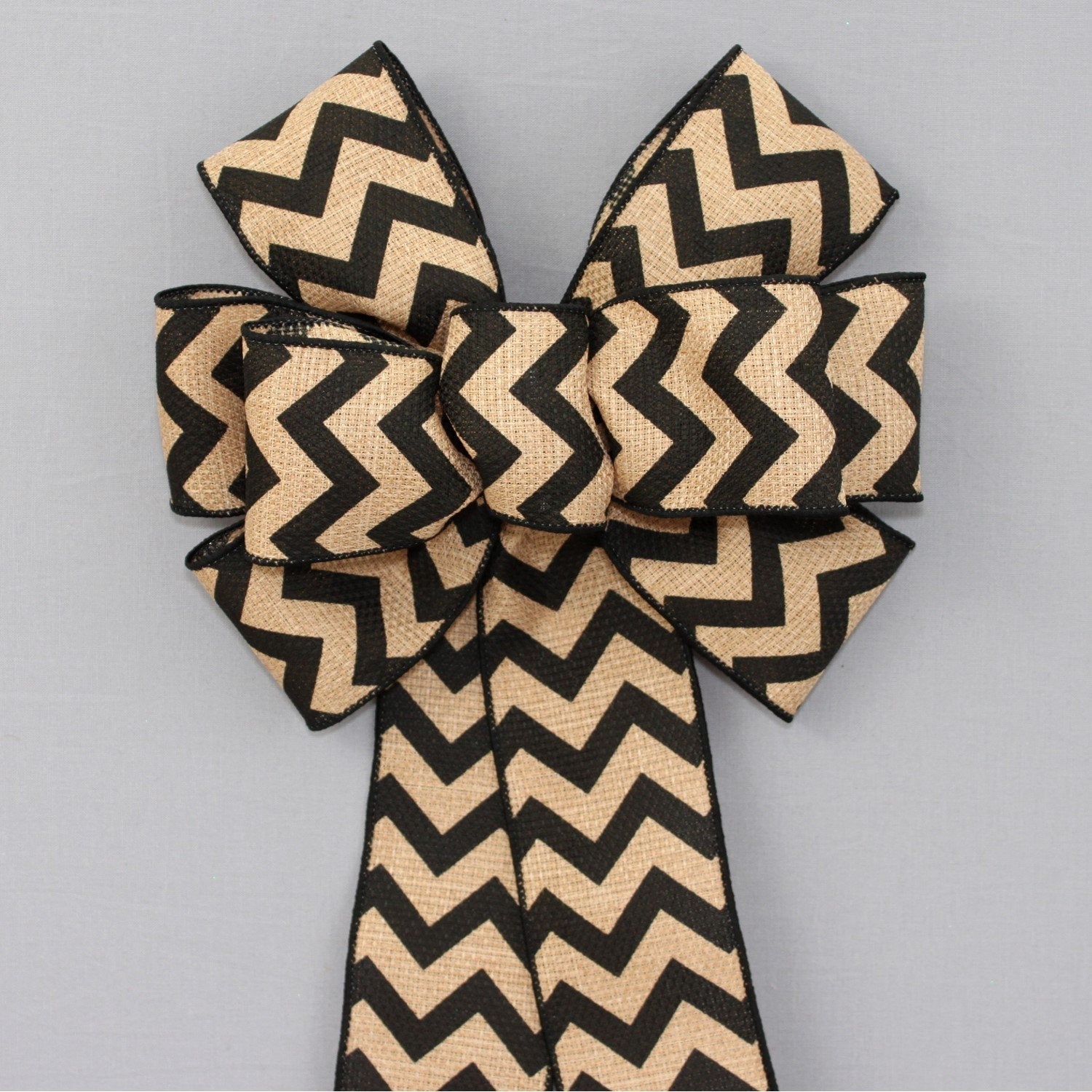 Black Natural Chevron Burlap Wreath Bow - Package Perfect Bows