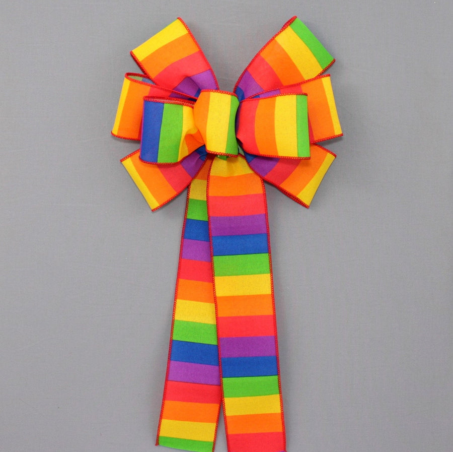 Vibrant Rainbow Spring Wreath Bow - Pride Bow,  Easter Wreath Bow, Rainbow Wreath Bow