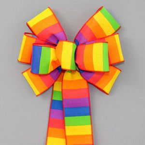 Vibrant Rainbow Spring Wreath Bow - Pride Bow,  Easter Wreath Bow, Rainbow Wreath Bow