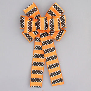 Halloween Polka Dot Stripe Wreath Bow 