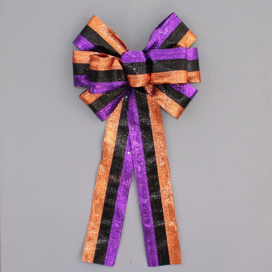 Halloween Metallic Stripe Wreath Bow 