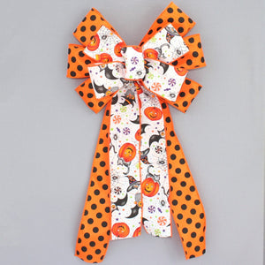 Halloween Characters Polka Dot Wreath Bow 