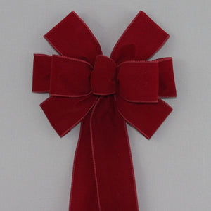 Brick Red Velvet Wire Edge Christmas Bow 