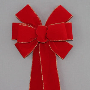 Brick Red Velvet Wire Edge Christmas Bow 