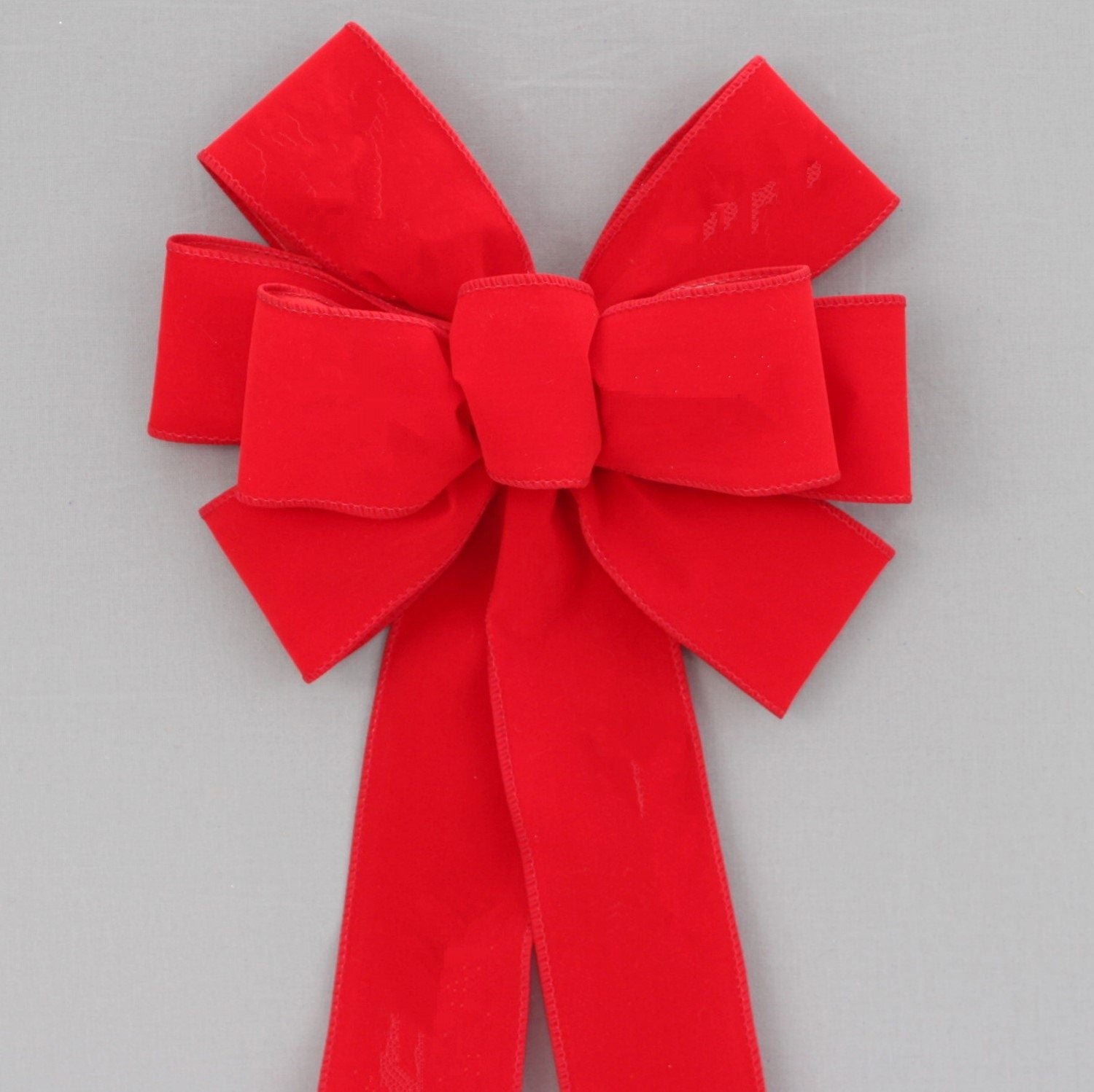 Red Velvet Long Tail Hair Bow, Velvet Hair Tie, Ribbon Bow