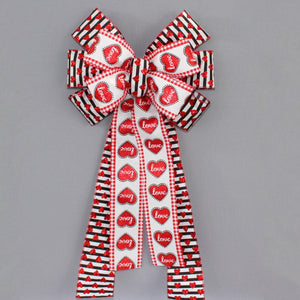 Love Gingham Heart Stripe Valentine's Day Wreath Bow 