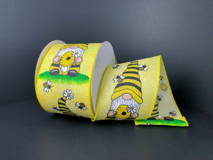 10 yards Beekeeper Gnome Spring Wired Ribbon 