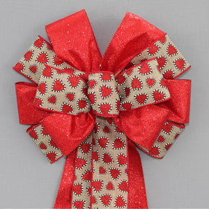 Red Sparkle Hearts White Valentine's Day Bow 