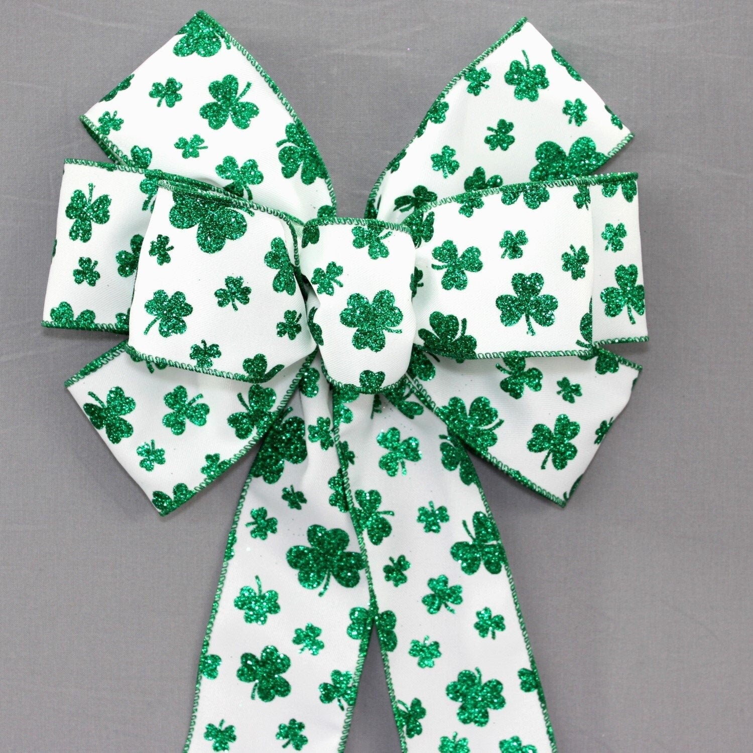 St Patricks Day Bows - Linen Bows - Wired Emerald Green Linen Bow