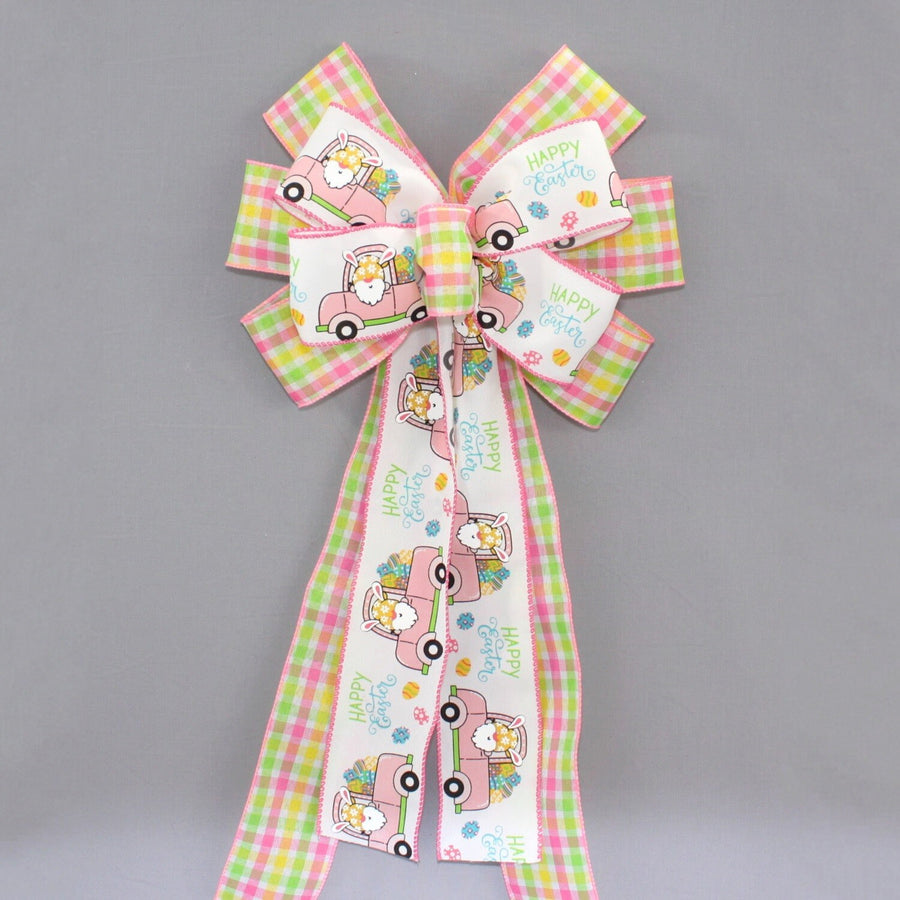 Happy Easter Bunny Gnomes Wreath Bow 