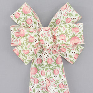Blush Peonies Floral Spring Wreath Bow 