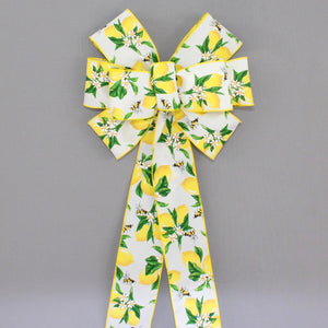 Natural Lemons Blossoms Bumblebees Wreath Bow 