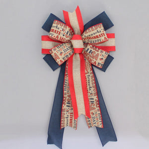 Americana Natural Navy Patriotic Wreath Bow 