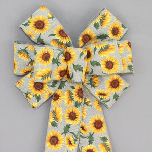 Natural Sunflower Head Fall Rustic Wreath Bow 