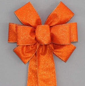Orange Halloween Sparkle Metallic Wreath Bow 