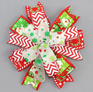Santa Chevron Sparkle Dot Christmas Wreath Bow 