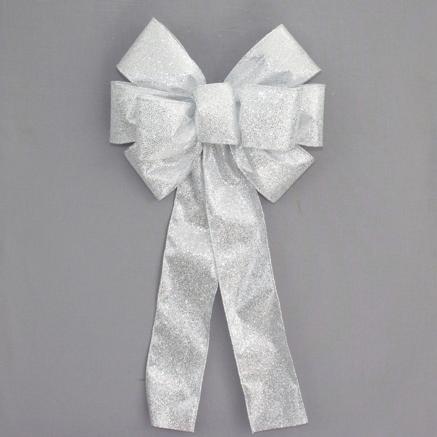 Silver Sparkle Christmas Wreath Bow 