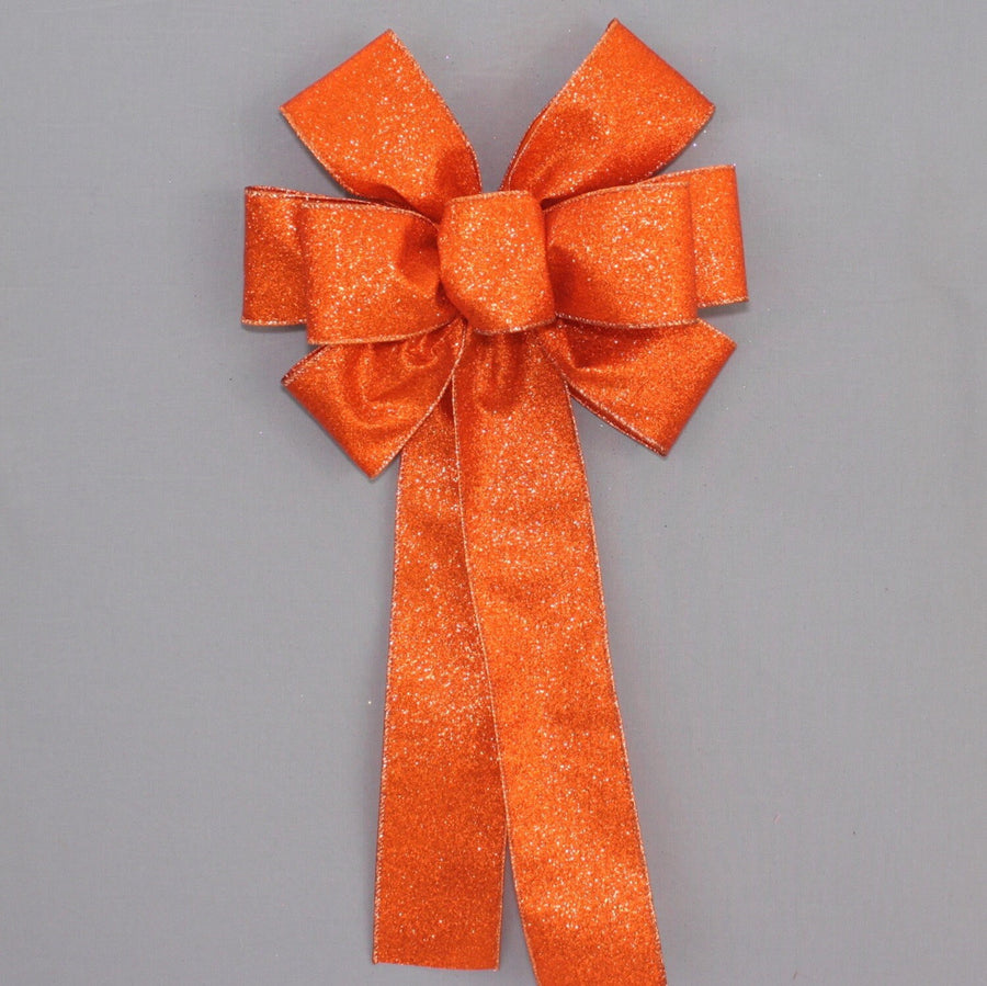 Orange Halloween Sparkle Metallic Wreath Bow 