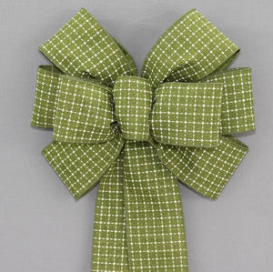 Moss Green Raised Stitch Fall Wreath Bow 