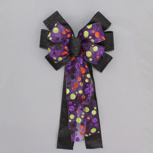 Orange Sparkle Halloween Dot Wreath Bow 