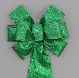 Green Sparkle Metallic Christmas Wreath Bow 