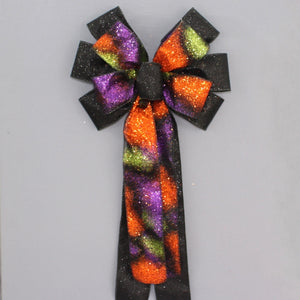 Halloween Sparkle Ombre Black Wreath Bow 