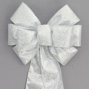 Silver Sparkle Christmas Wreath Bow 