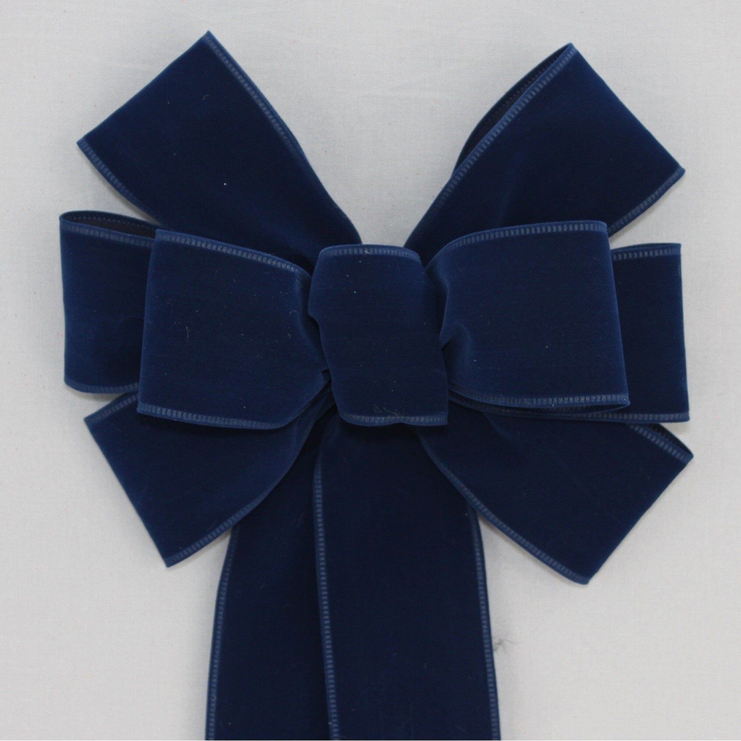 Navy Blue Velvet Wire Edge Christmas Bow