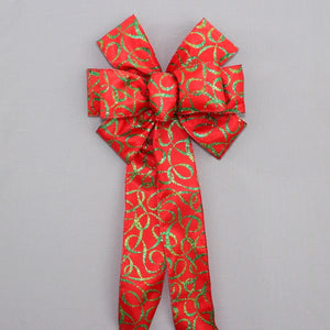 Red Sparkle Scribble Christmas Wreath Bow 