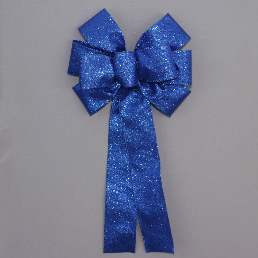 Royal Blue Sparkle Metallic Christmas Wreath Bow 