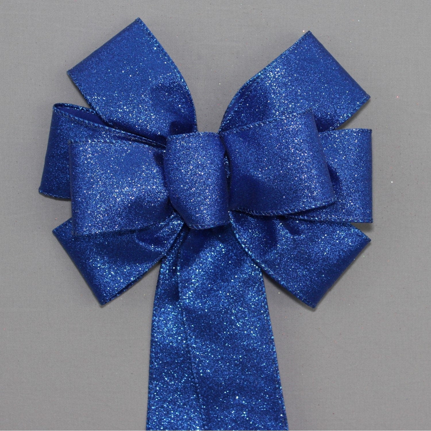 Christmas Bows - Patriotic Bows - Wired Radiant Metallic Royal Blue Bow 8